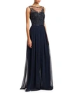 THEIA Embellished Tulle & Chiffon Georgette Jumpsuit