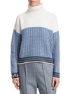 FENDI Waffle Knit Logo Sleeve Turtleneck Sweater