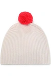 DUFFY POMPOM-EMBELLISHED RIBBED CASHMERE BEANIE,3074457345619657014