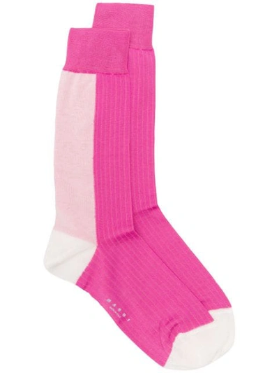 Marni Colour Block Socks In Pink