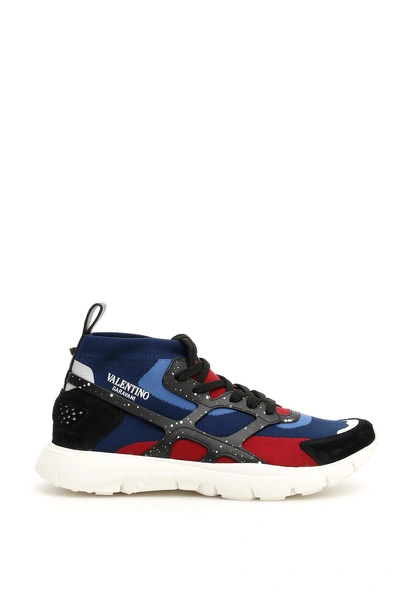 Valentino Garavani Men's Speckled Sound High Sneakers In Blue