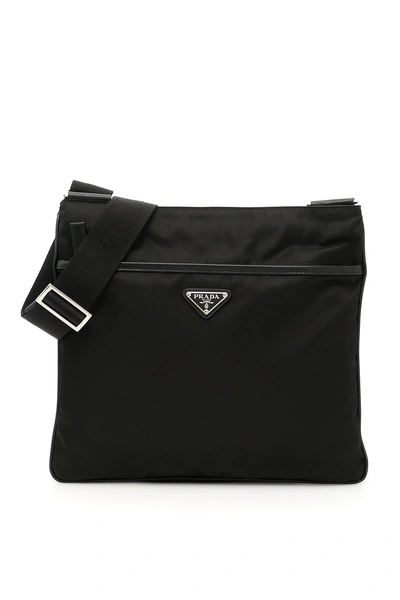 Prada Logo Messenger Bag In Black