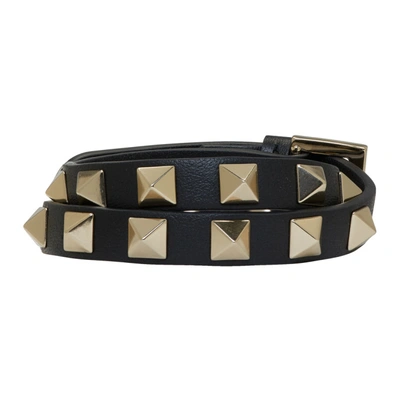 Valentino Garavani Rockstud Calfskin Double-strap Bracelet Woman Black Uni