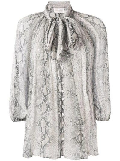 Zimmermann Corsage Silk Blouse In Neutrals