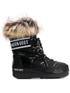 MOON BOOT MOON BOOT FUR TRIMMED SNOW BOOTS - BLACK