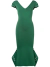 ROLAND MOURET ROLAND MOURET RUFFLE DETAIL DRESS - GREEN