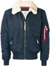 Alpha Industries Shearling Collar Padded Jacket - Blue In Blue