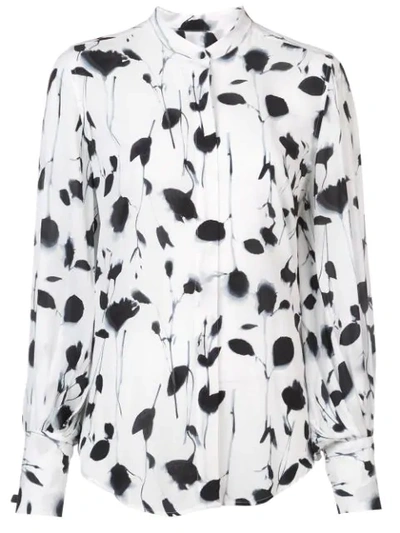 Equipment Boleyn Button-front Floral-print Blouse In Bright White