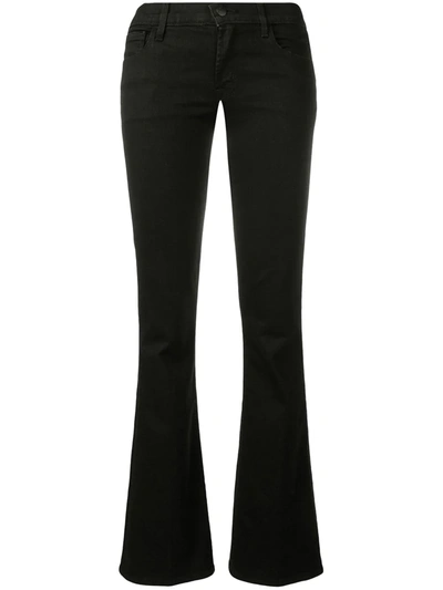 J Brand Selena Mid Rise Flared Cotton Denim Jean In Black