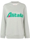 Alberta Ferretti Alitalia Logo Embroidery Grey Sweatshirt In Grey