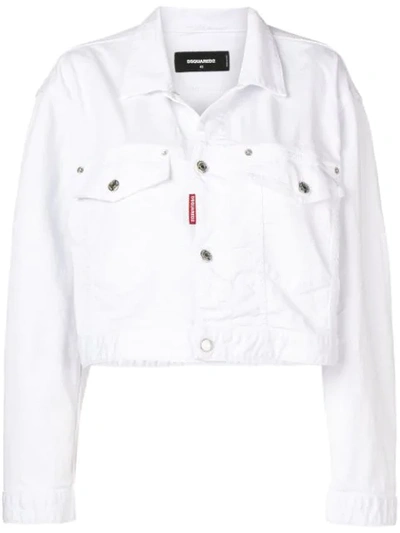 Dsquared2 D Squared Cropped Denim Jacket In White