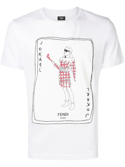 Fendi Fitted Karl Printed Cotton T-shirt In White
