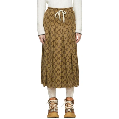 Gucci Brown Pleated Gg Skirt In 2035 Vintag