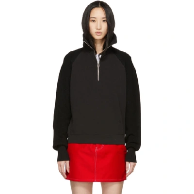 Helmut Lang Cotton-terry And Ribbed-knit Sweatshirt In Black
