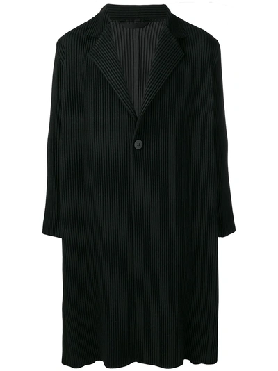 Issey Miyake Pleats Please By  Pleated Overcoat - 黑色 In Black