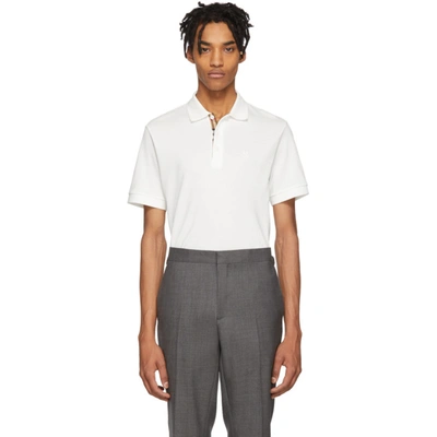 Burberry Monogram-motif Short-sleeve Polo Shirt In White