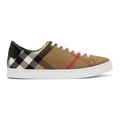 Burberry House Check And Leather Sneakers In House Check/black
