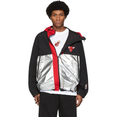 Marcelo Burlon County Of Milan Chicago Bulls Windbreaker In Black,red,silver