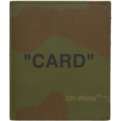 Off-white Camouflage-print Leather Card Holder In Green