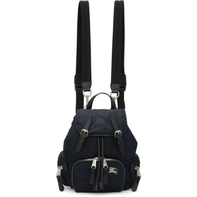 Burberry The Medium Rucksack In Puffer Nylon And Leather In Blue