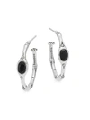JOHN HARDY Bamboo Black Chalcedony & Sterling Silver Small Hoop Earrings/1",0493275838001