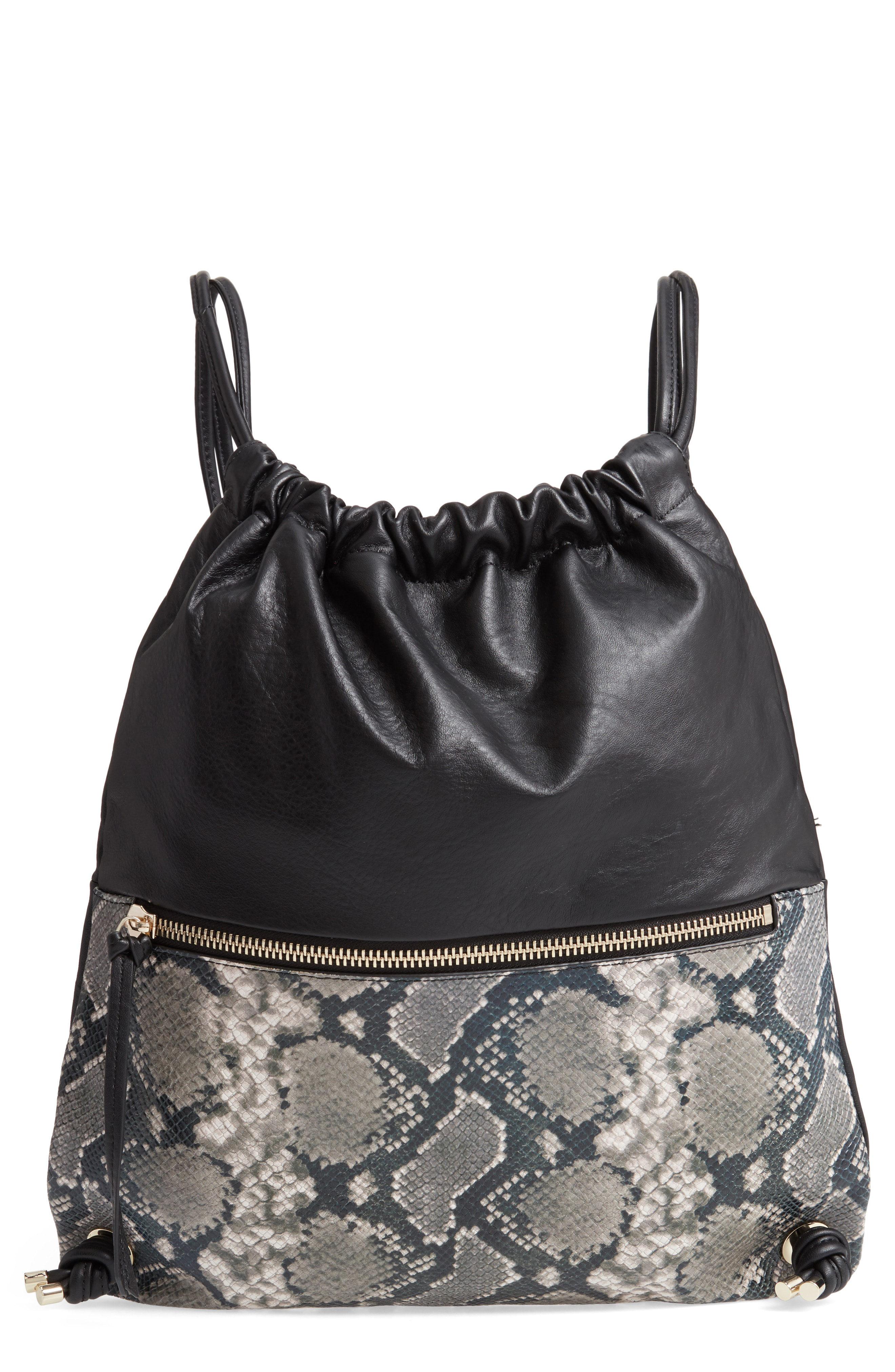 vince camuto black leather backpack