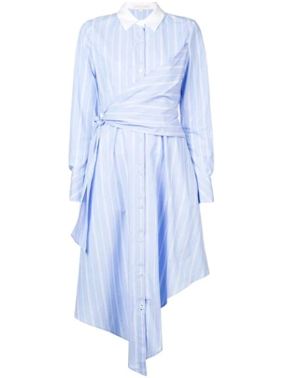 Jonathan Simkhai Long Sleeve Oxford Wrap Dress In Blue