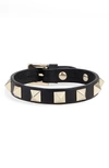 Valentino Garavani Rockstud Calfskin Double-strap Bracelet Woman Black Uni