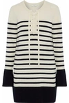 JOIE JOIE WOMAN HELTAN LACE-UP STRIPED WOOL AND CASHMERE-BLEND MINI DRESS IVORY,3074457345619517179