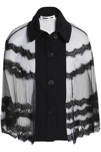 Mcq By Alexander Mcqueen Mcq Alexander Mcqueen Woman Lace-trimmed Tulle And French Terry Cape Black