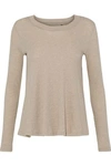 ENZA COSTA ENZA COSTA WOMAN SPLIT-BACK COTTON AND CASHMERE-BLEND TOP NEUTRAL,3074457345619675188