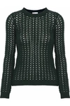 RED VALENTINO REDVALENTINO WOMAN OPEN-KNIT WOOL AND CASHMERE-BLEND SWEATER FOREST GREEN,3074457345619073646
