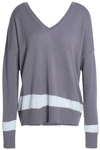 DUFFY DUFFY WOMAN STRIPED CASHMERE SWEATER DARK GRAY,3074457345619685223