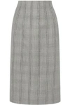 THOM BROWNE THOM BROWNE WOMAN LACE-UP PRINCE OF WALES CHECKED WOOL AND SILK-BLEND SKIRT GRAY,3074457345619741424