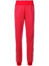 PHILIPP PLEIN PHILIPP PLEIN CRYSTAL EMBELLISHED TRACK PANTS - RED