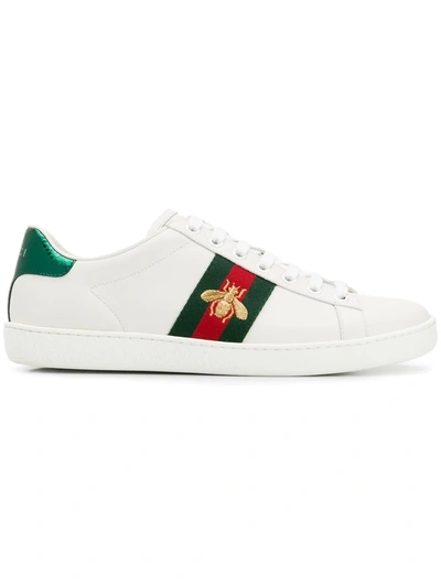 Gucci Ace Leather Sneakers In White
