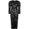 ERDEM EMMY BLACK EMBELLISHED SEQUIN DRESS