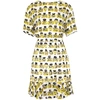 BOUTIQUE MOSCHINO PERFUME-PRINT CREPE AND TWEED DRESS