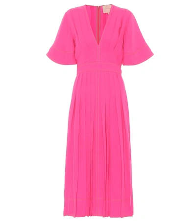 Roksanda Zandra Pleated Georgette Midi Dress In Pink