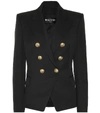 Balmain Wool Blazer With Flap Pockets And Gold-tone Buttons In Black