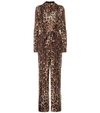 Dolce & Gabbana Leopard-print Silk-twill Jumpsuit In Brown