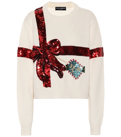 Dolce & Gabbana Bow Sequin-embellished Knit Sweater In Multicoloured