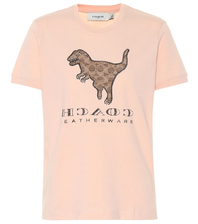 Coach Rexy Printed Cotton T-shirt In Pink