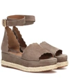 Chloé Scalloped Platform Espadrille Sandals In Brown