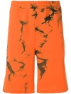 Helmut Lang Marbled Cotton Terry Shorts In Orange