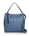 Mcm Large Klara Monogrammed Leather Hobo Bag - Blue In Luft Blue