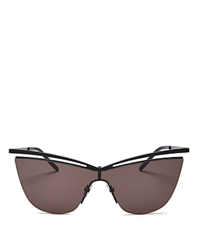 Saint Laurent Women's Brow Bar Cat Eye Shield Sunglasses, 99mm In Black/ Black