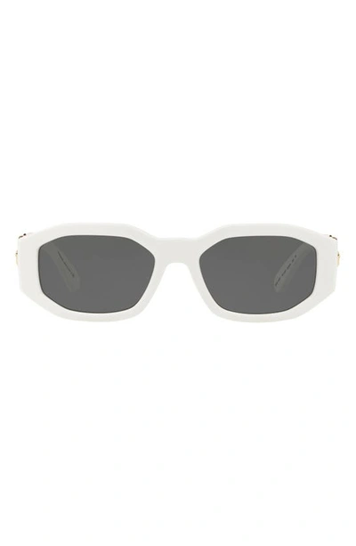 Versace Biggie 53mm Round Sunglasses In White Solid