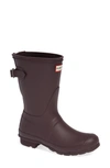 Hunter Original Short Back Adjustable Waterproof Rain Boot In Black Grape