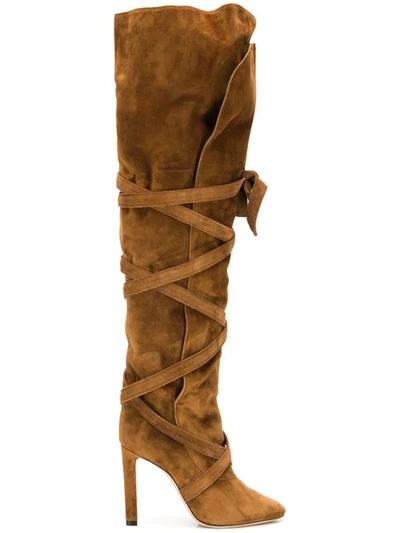 Saint Laurent Over The Knee Boots - 棕色 In Brown